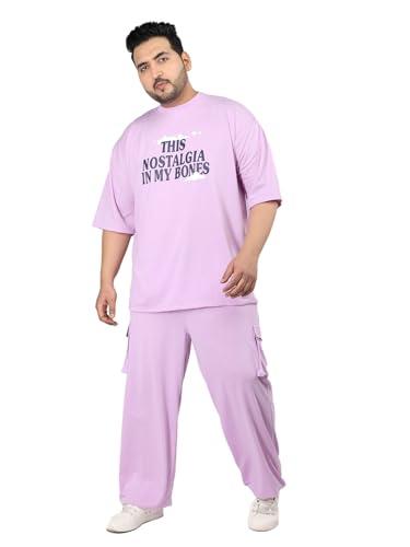 chkokko men plussize casual summer track suit co-ord sets lavender m