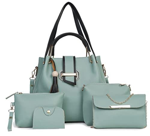 fargo handbag for women and girls combo set of 5 (light5pc) (green)