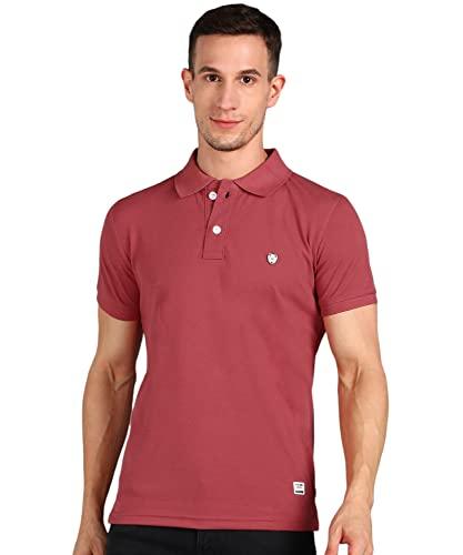 alan jones clothing solid men's polo neck regular fit t-shirt (desert rose_l)