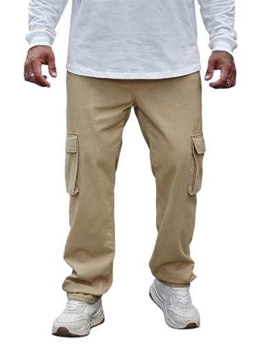 kotty men's solid mid rise straight fit stylish cargo jeans(beige,28)