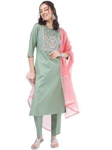 ketch women's polyester kurta set (khk3000189_green