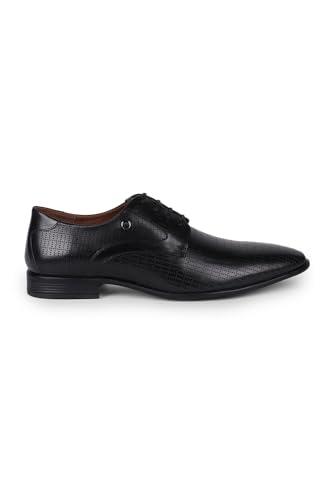 louis philippe men formal black patterned leather derby