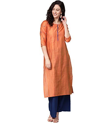 varanga women's art silk regular kurta set (nv_srk50024_orange