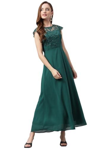 latin quarters women greenforst short sleeves round neck solid maxi dress for casual wear_xxl