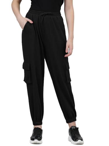 kotty women's solid track pants coal black