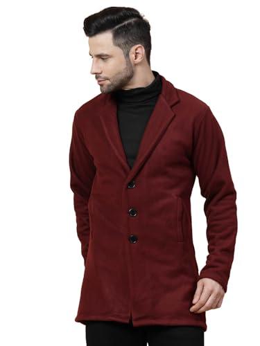 rigo cotton polar fleece solid overcoat for men | regular fit lapel collar long jacket overcoat | winter wear men's long overcoat