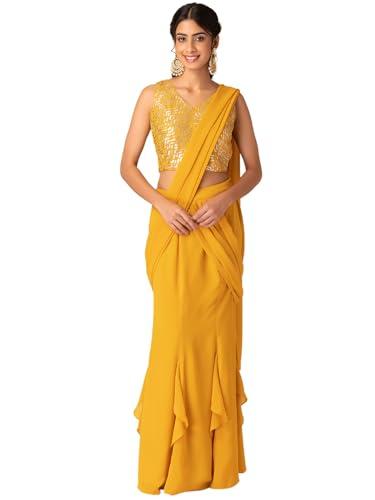 indya women's georgette sarees (ico00687_yellow)