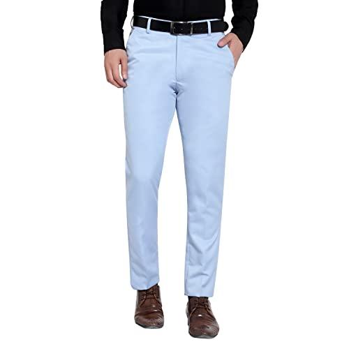 the ps men's formal regular fit cotton blend sky blue trouser (38)