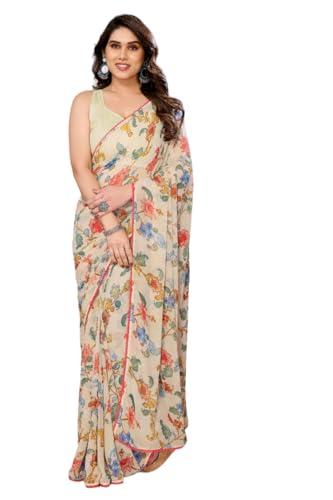 vairagee women cream georgette printed ready to wear saree (5635_7)