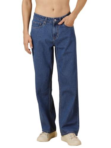 thomas scott men's 100% cotton clean look baggy jeans (tsj079_midblue, 28)