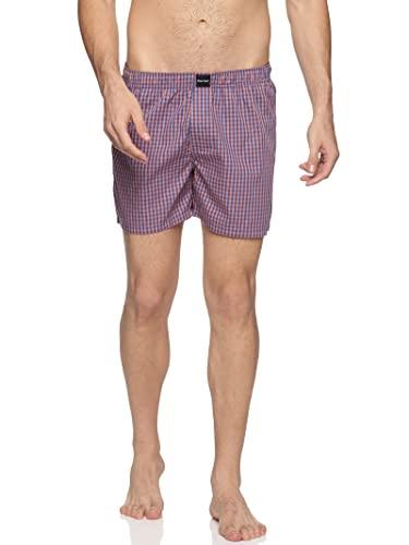 don vino men inseam 5" purple strip cotton boxer size: m | shorts with pockets and elastic waistband