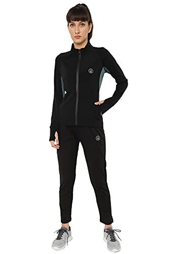 chkokko women sports zipper running winter track suit set - green, xl