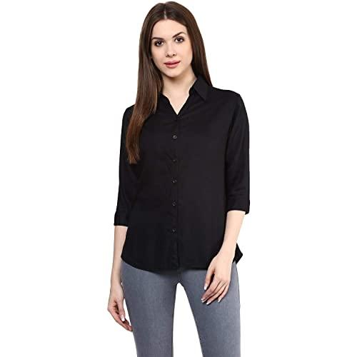 leriya fashion women's corduroy button down pocket shirts casual long sleeve oversized blouses tops | (x-large, black)