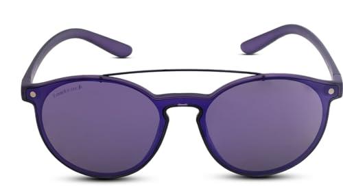 fastrack women's 100% uv protected smoke lens round sunglasses - purple, free size