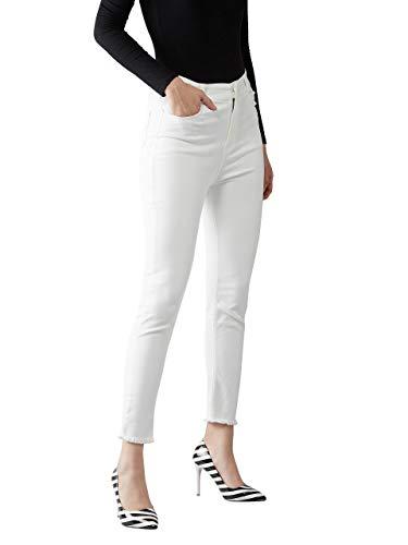 dolce crudo women's white skinny fit high rise clean look cropped bleached raw edge detailing stretchable denim jeans(doss19den08-43-82_white_28)