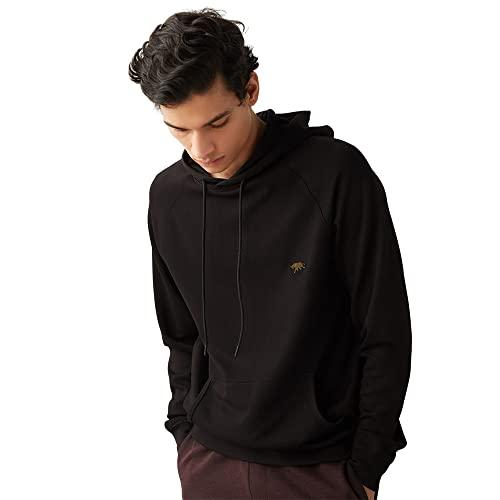 andamen men's cotton regular fit black onyx hoodie (black, m)