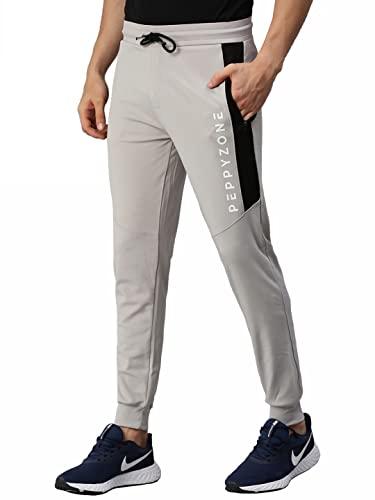 peppyzone men's regular fit colour block track pant (2xl, off-white)