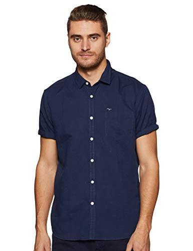 flying machine men's solid slim fit shirts (fmsh6896_blue s)