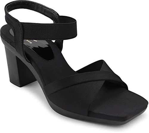 jm looks fashion casual block heels sandals with solid comfortable sole for womens & girls yg-18-black-41-x