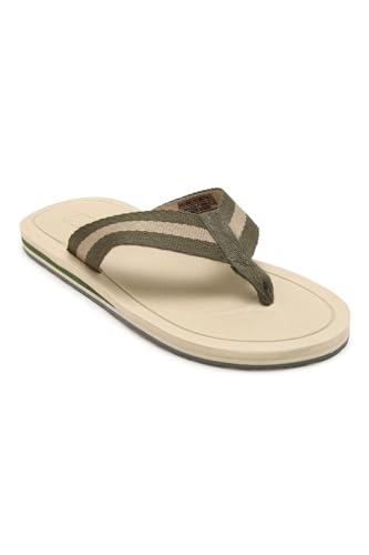 louis philippe men cream textured flip flops