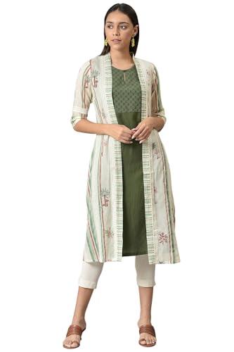 w for woman green schiffli kurta with printed jacket_22auw17849-118398_m