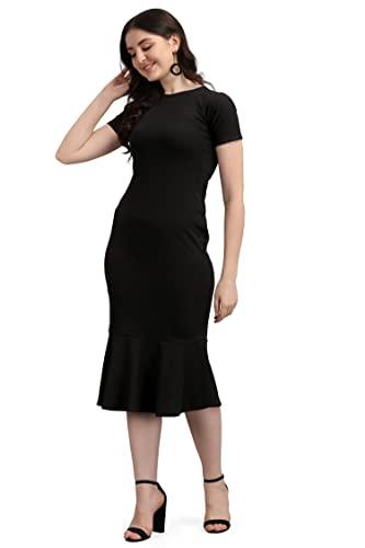 purvaja women's corduroy bodycon midi dress (ruby-003-bl-s_black