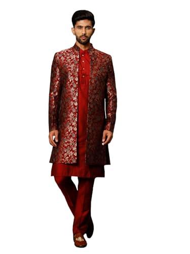 vastramay men's red viscose sherwani set_vasmsw220rdnk169manpant002ma_38