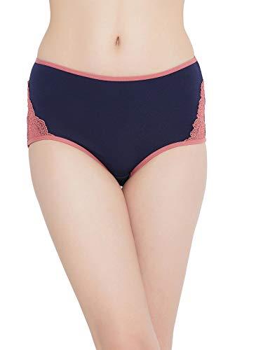 clovia women's cotton high waist hipster panty with lace inserts (pn3368i08_blue_m)