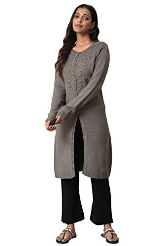 w for woman grey embroidered women's cardigan_22now40113-218393_m