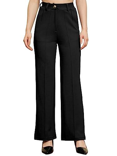 ausk solid relaxed trouser/pant for womens color- black (medium)