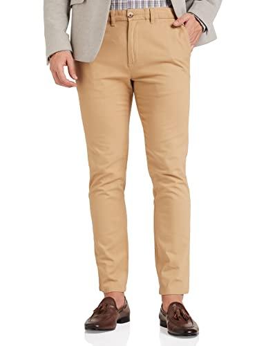 amazon brand - symbol men's flexi waist slim casual pants (a22-sym-sl-ct-101_beige_32)