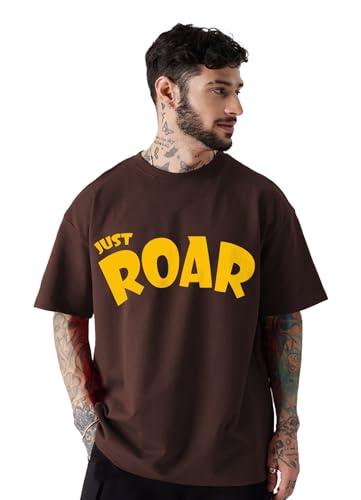 leotude men's cottonblend oversized half sleeve round neck tshirt (fs_49roar_p_brown_xl)