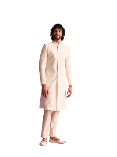 vastramay men's cream georgette sherwani set_vshrmiw237crnpant002cr_38