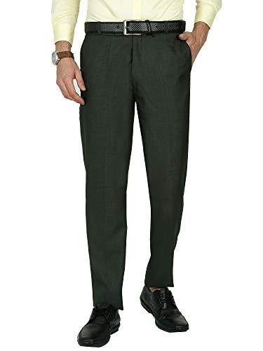 mchenry men's solid formal regular fit polyviscose military green trousers(mgreen4007-32_color:dark green_size:32)