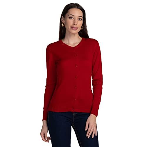 globus red solid cardigan sweater