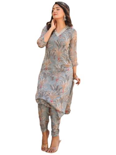 anni designer women's rayon blend straight printed kurta with pant (feni grey_xl_grey_x-large)