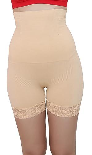 glamoras women’s no rolling down high waist tummy control/tummy tucker/butt lifter/body shaper shapewear with lace-beige-xxl