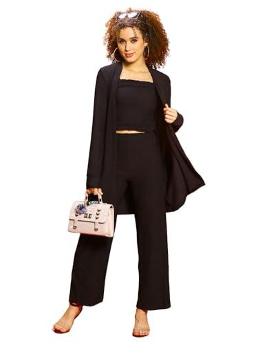 sera women's polyester casual shrug sweater (la4277- black