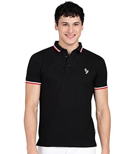 alan jones clothing men's solid slim fit polo t-shirt (black_l)