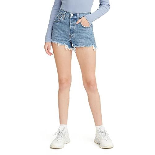 levi's women's 501 original shorts, jazz solo - medium indigo, 28