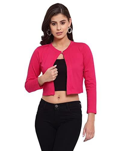 style quotient women fuchsia pink crop shrug (aw21sqhemlata07_fp-m)