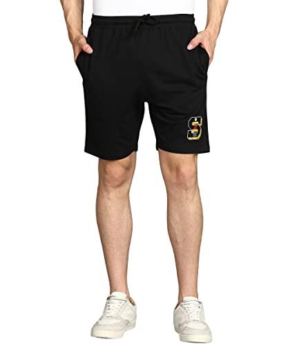 alan jones clothing solid casual men's shorts (super black_xl)