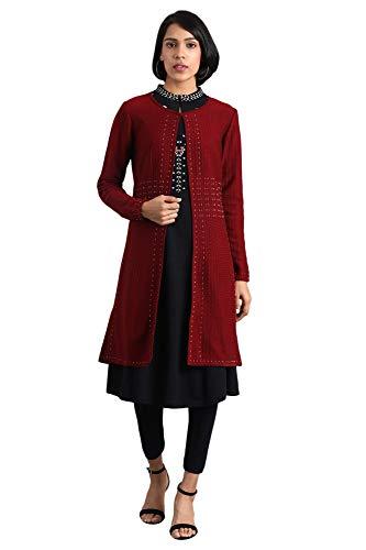 w for woman women's synthetic cardigan (19now40037-212133_red_ws (small))