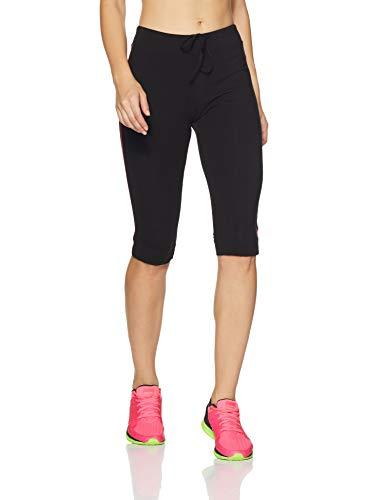 jockey women's slim fit cotton capri (1390-0105-bl-rb_black & ruby_small_black_s)