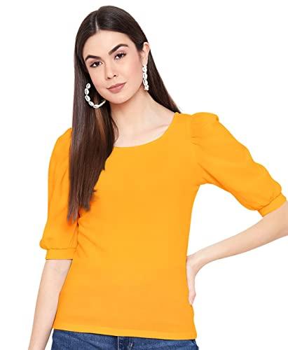 uptownie lite women's solid square neck top (yellow 2,xx-large)