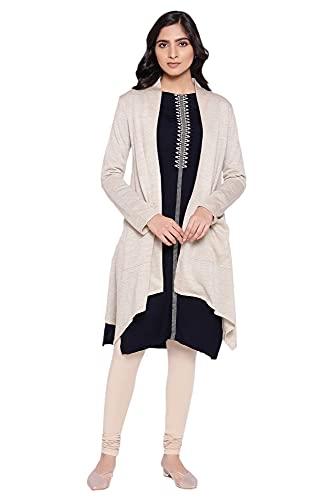 w for woman beige circular flared cardigan_20now40055-c4390_m