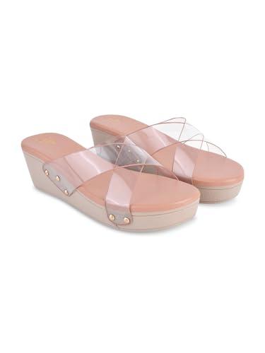 jm looks style with double transparent strap wedge sandals fashionably trendy and comfortable for women and girls