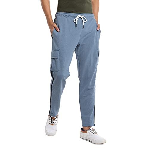 campus sutra men solid side pockets stylish evening & sports trackpant(sumr22_csmsstp5062_l) denim