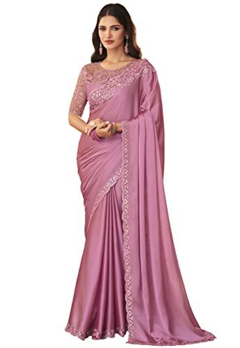 trendmalls women's silk embroidered heavy border saree with unstitched designer blouse saree for women