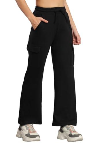 q - rious women's cargo style flared trouser (black_30)